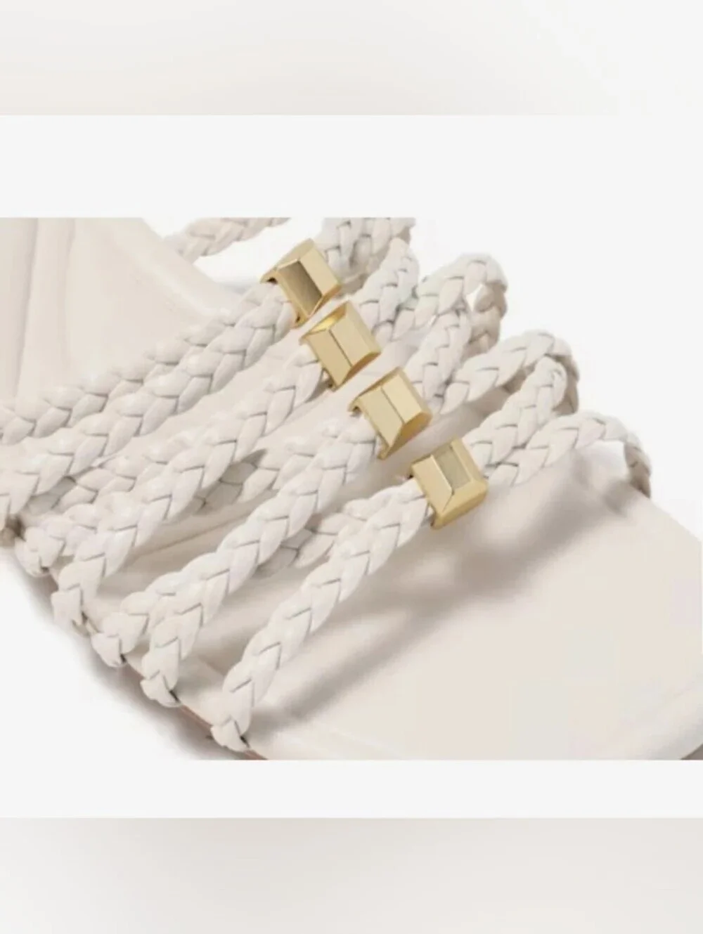 Woven Slide Sandal with Gold Accent - White
